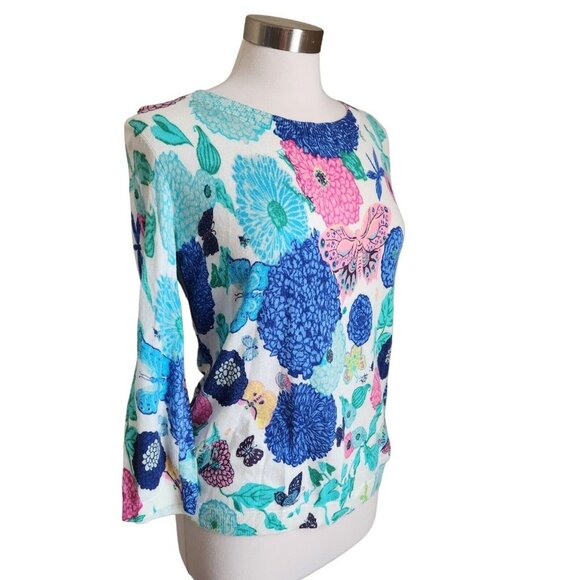 Talbots Womens Blouse Size Large Multicolor Floral Long Sleeve Pullover Top - Picture 3 of 13
